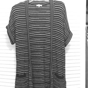 Silence & noise short sleeve b&w knit cardigan